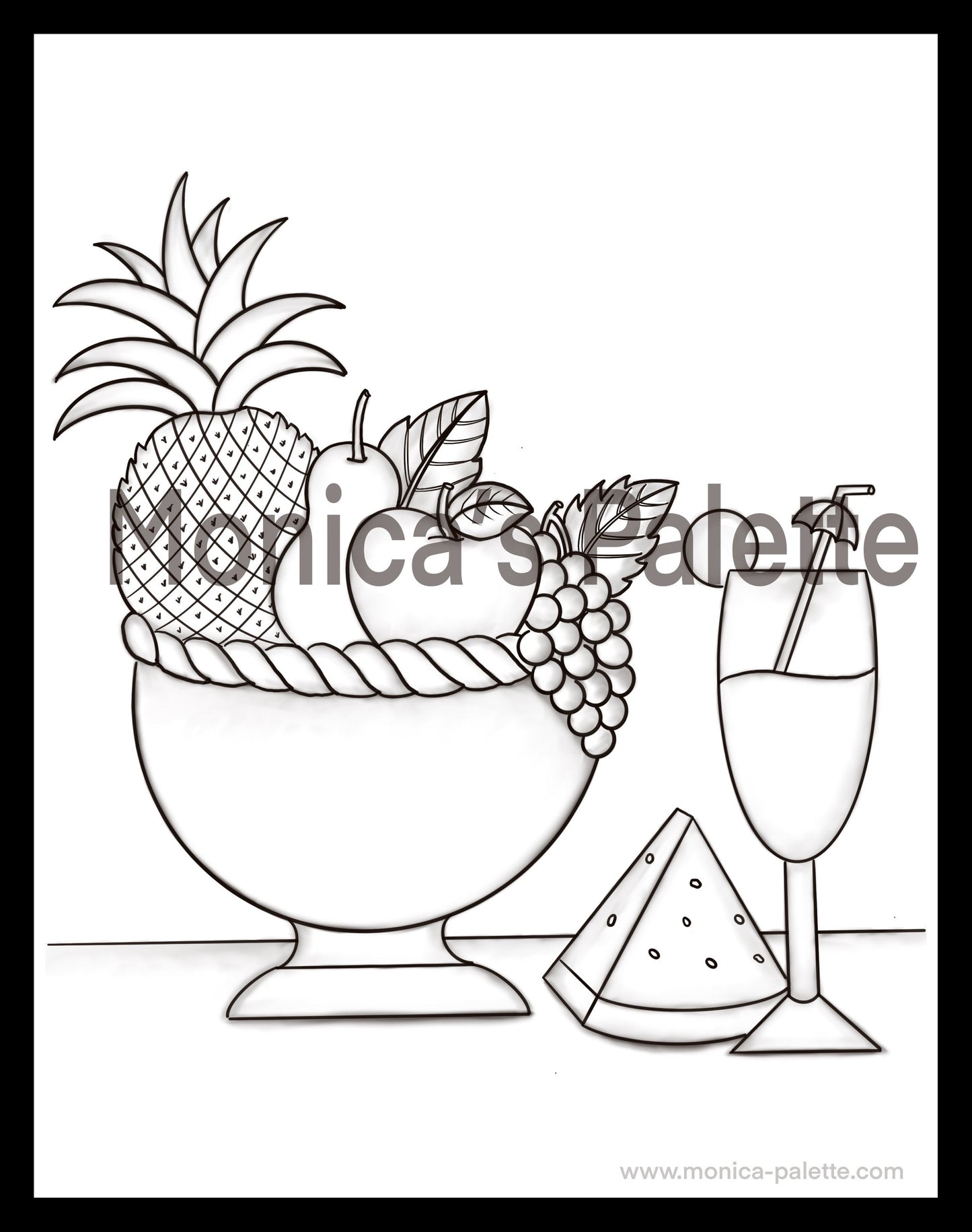 Coloring Page - Fruit Basket Coloring Page