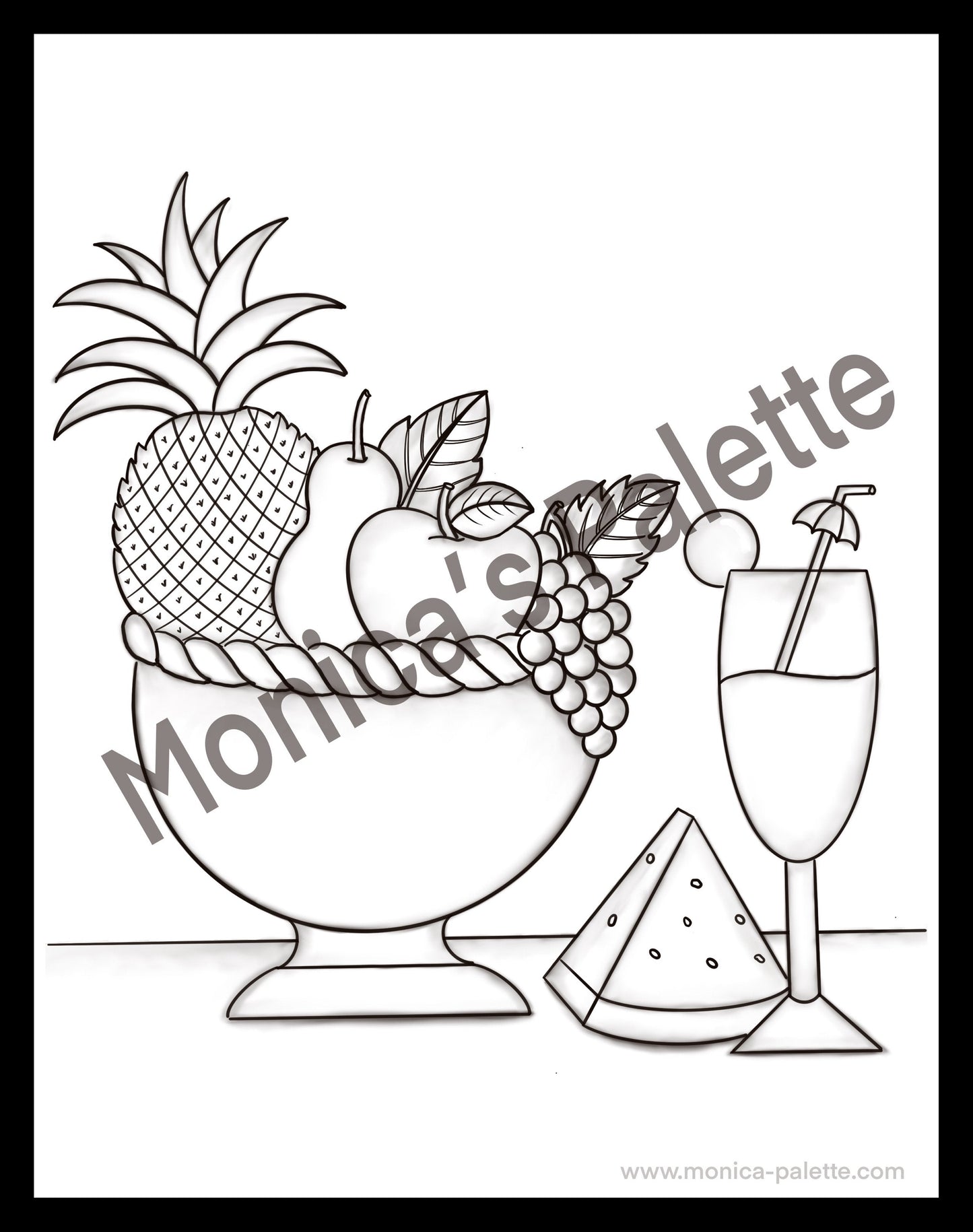 Coloring Page - Fruit Basket Coloring Page