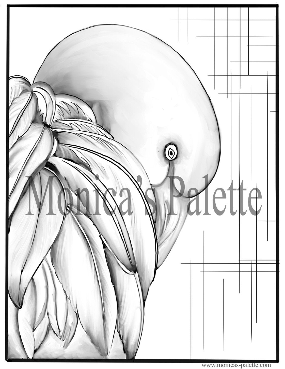 Usd 1.49 Only Adult Coloring Books Coloring Page Color Me Printable Flamingo Sketch Modern Line