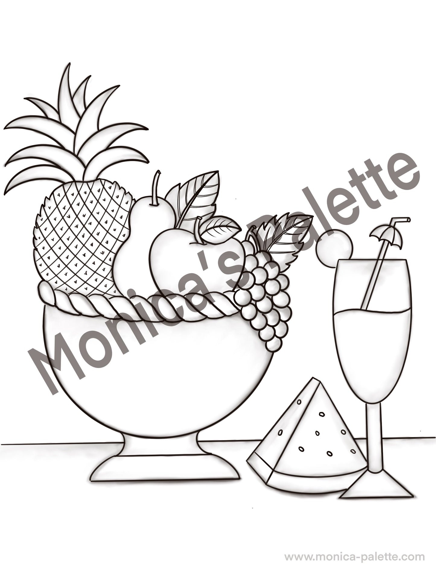 Coloring Page - Fruit Basket Coloring Page