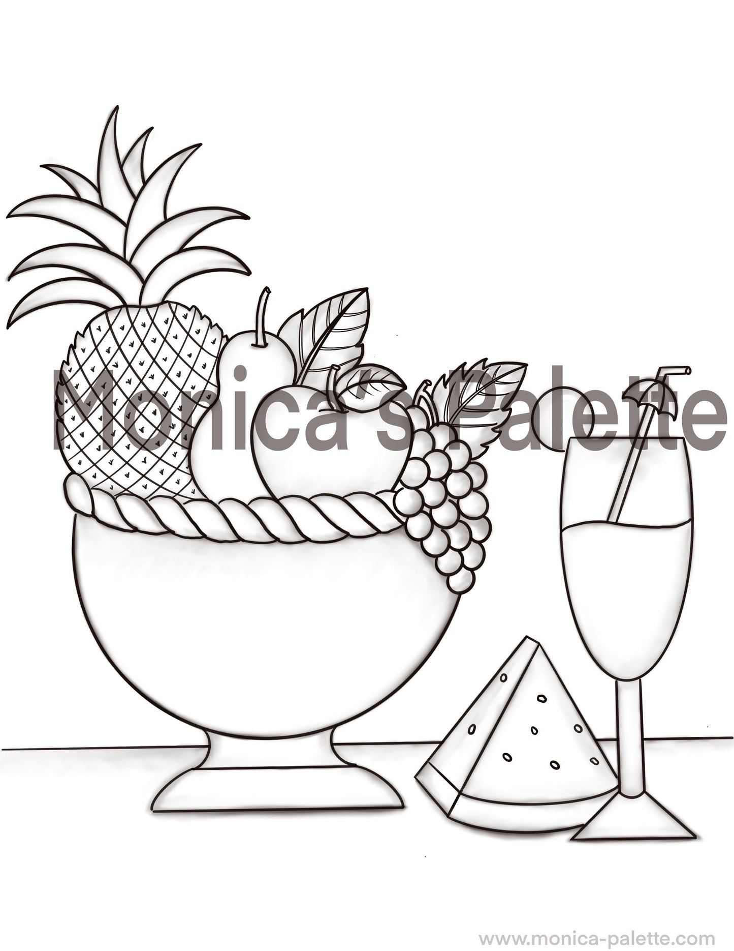 Coloring Page - Fruit Basket Coloring Page