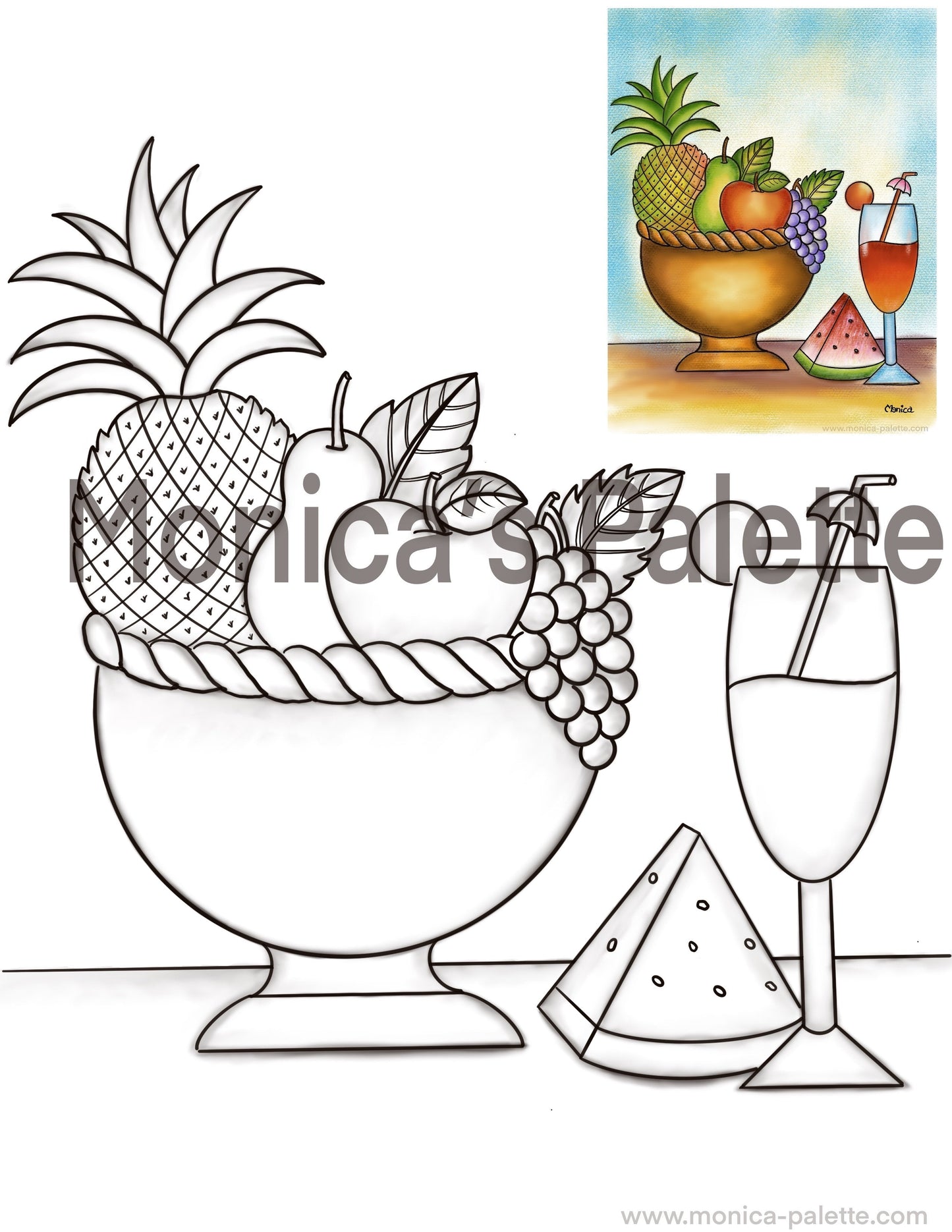Coloring Page - Fruit Basket Coloring Page