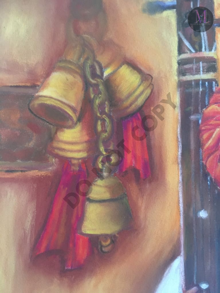 Boy With Sitar - Pastel Painting Wall Decor