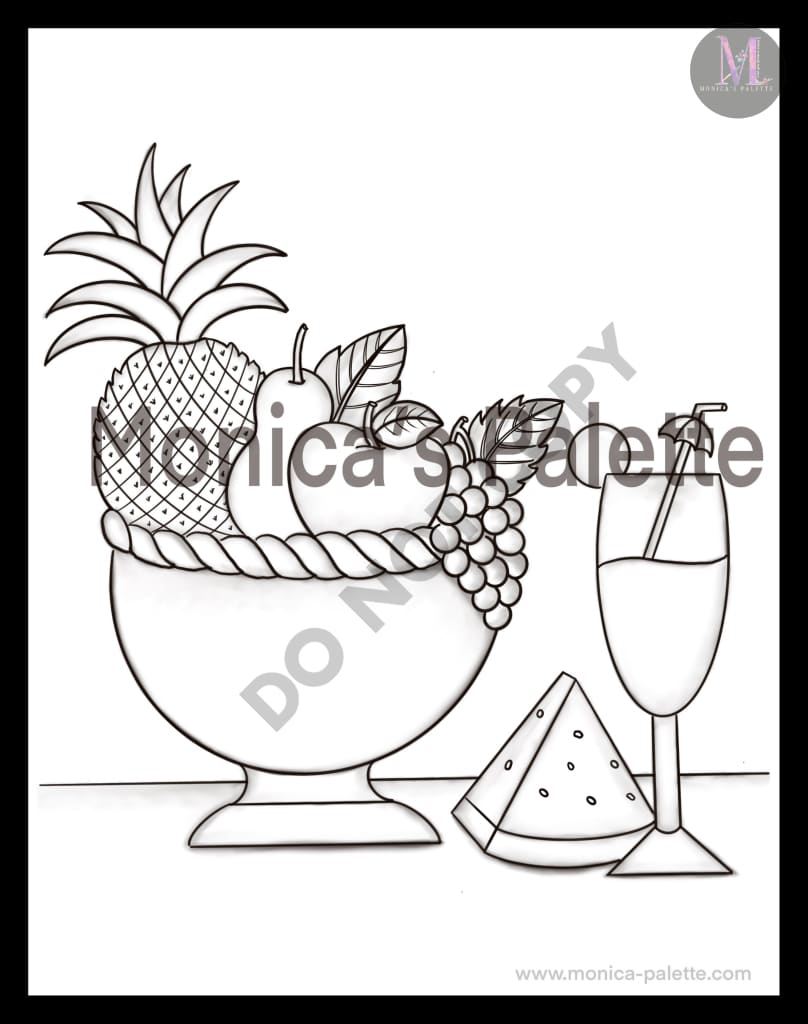 Coloring Page - Fruit Basket Coloring Page
