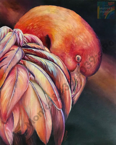 Flamingo - Original Acrylic Painting On Canvas Sheet And Prints Print / 8X10