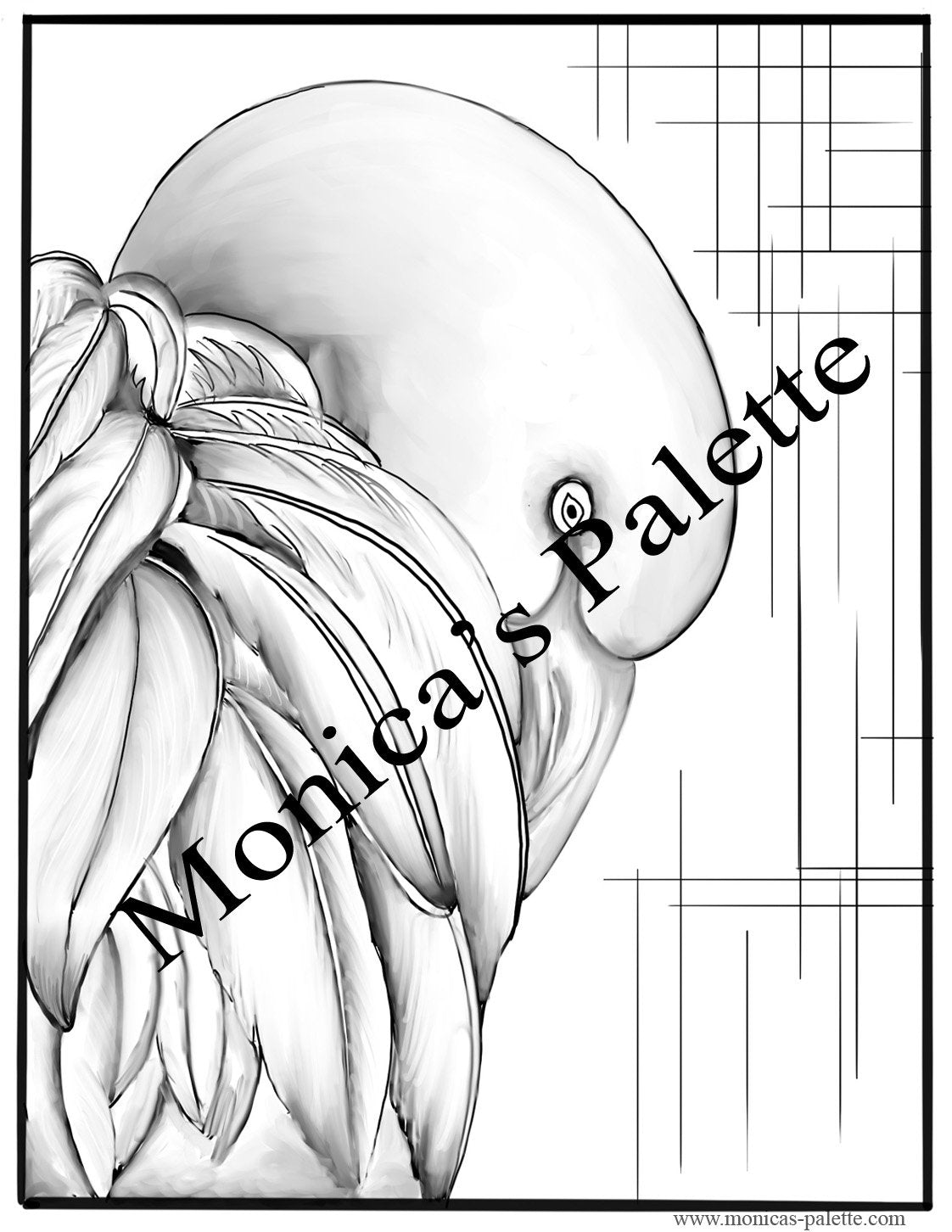 Usd 1.49 Only Adult Coloring Books Coloring Page Color Me Printable Flamingo Sketch Modern Line