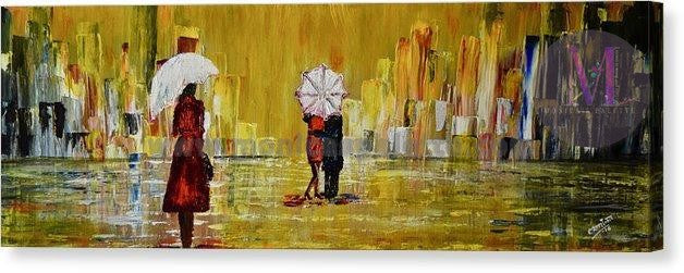 Rainy Day Original Hand Made Acrylic Painting Home Deco Walk In Rain Painting