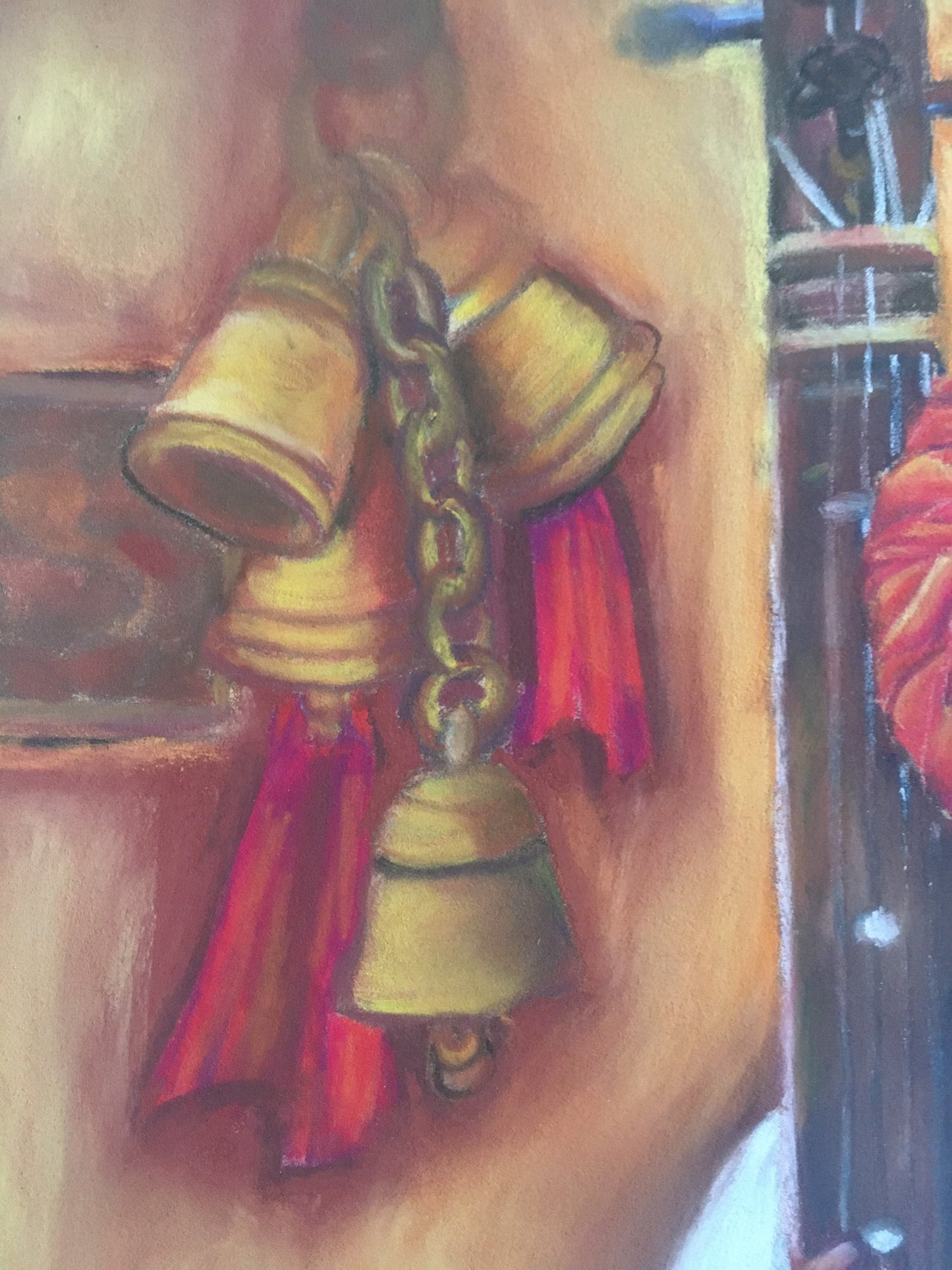Boy With Sitar - Pastel Painting Wall Decor