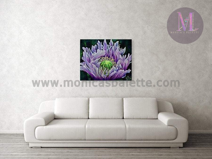 Ragged Poppy Flower Original Acrylic Painting And Canvas Prints
