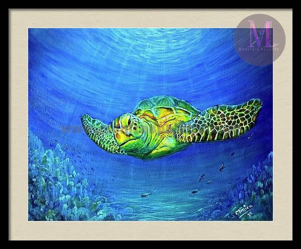 Sea World - Tortoise Acrylic Original Painting Under The Sea Turtle Painting