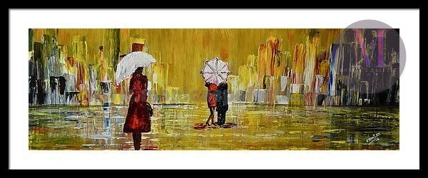 Rainy Day Original Hand Made Acrylic Painting Home Deco Walk In Rain Painting