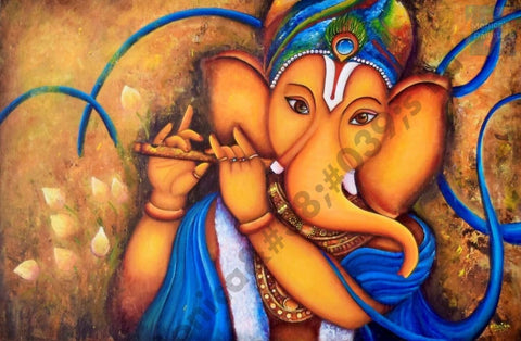 Lord Ganesha Original Acrylic Painting And Canvas Prints 24 X 36