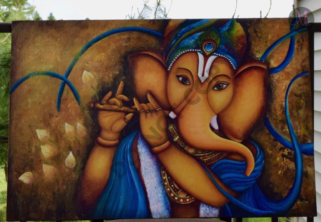 Lord Ganesha Original Acrylic Painting And Canvas Prints