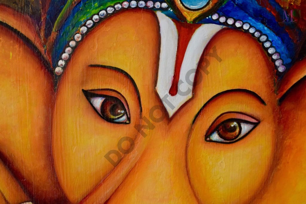 Lord Ganesha Original Acrylic Painting And Canvas Prints