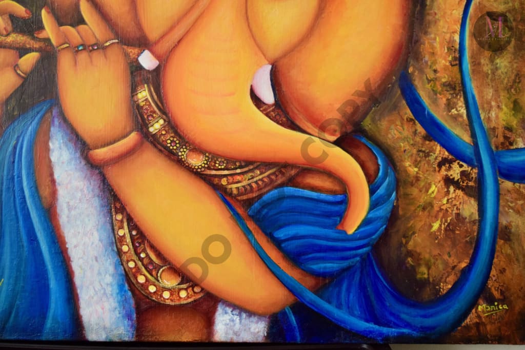 Lord Ganesha Original Acrylic Painting And Canvas Prints
