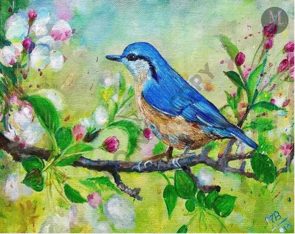 The Enchanted Bird - Acrylic Miniature Painting Original / 8X10