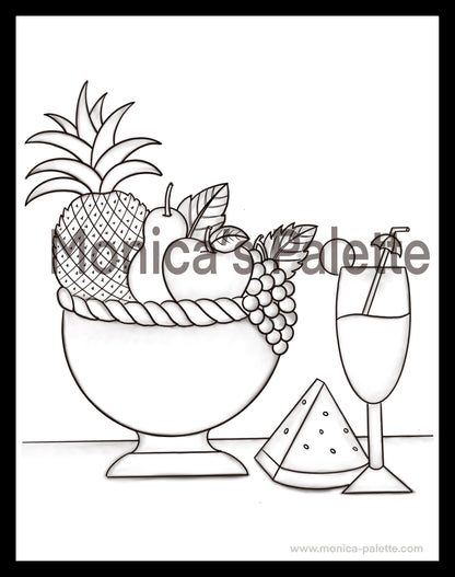 Coloring Page - Fruit Basket Coloring Page