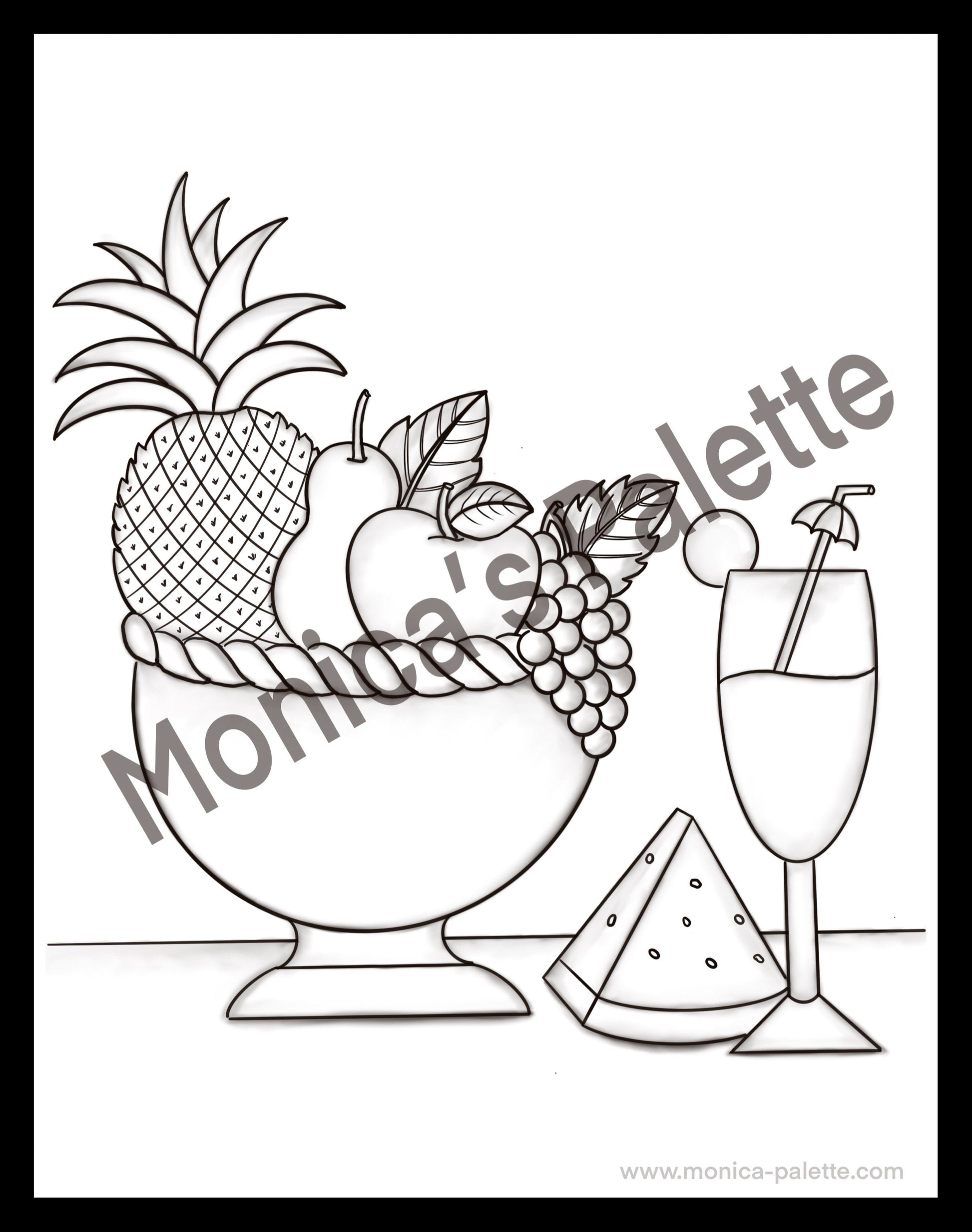 Coloring Page - Fruit Basket Coloring Page