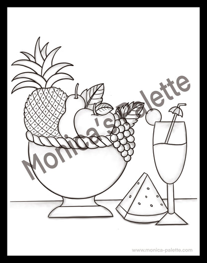 Coloring Page - Fruit Basket Coloring Page