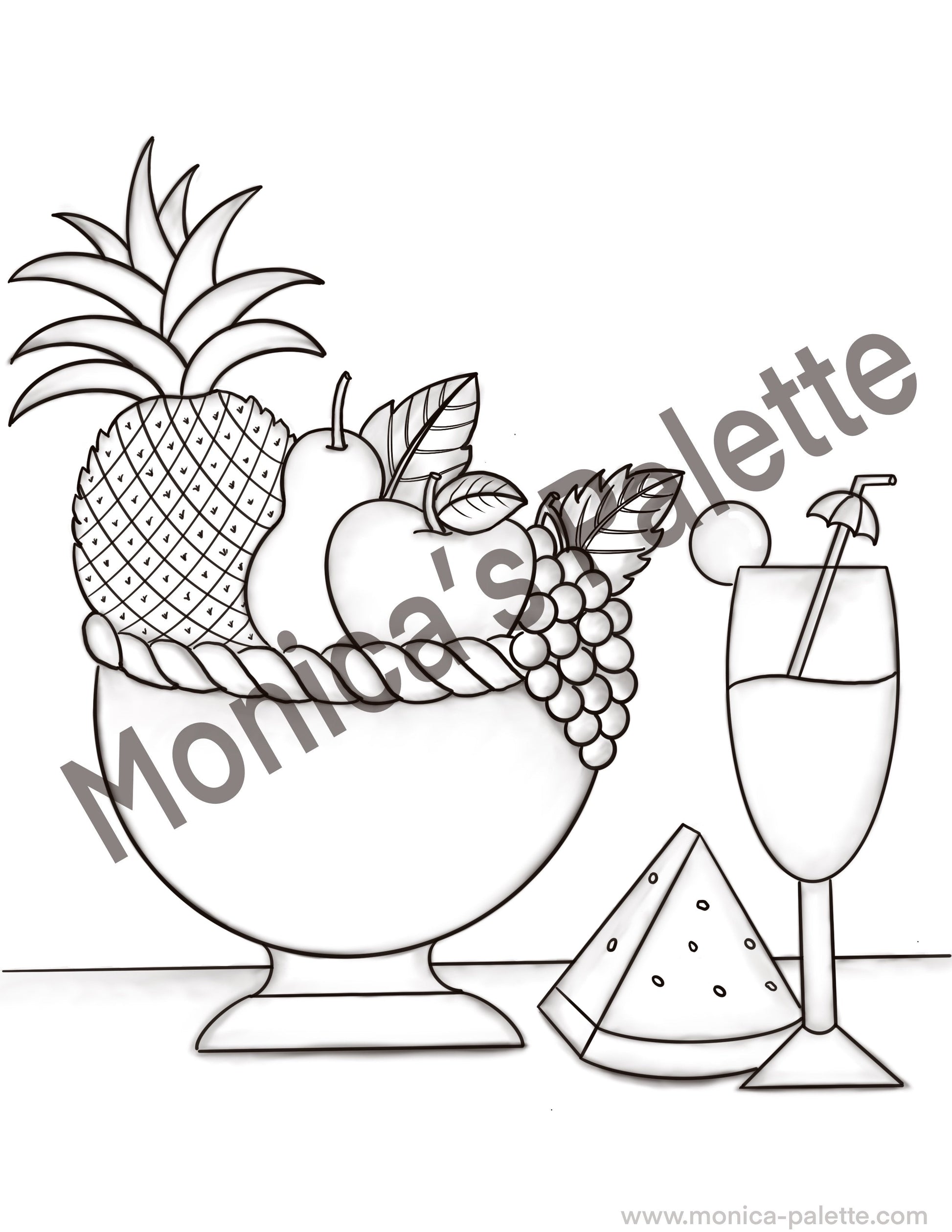 Coloring Page - Fruit Basket Coloring Page