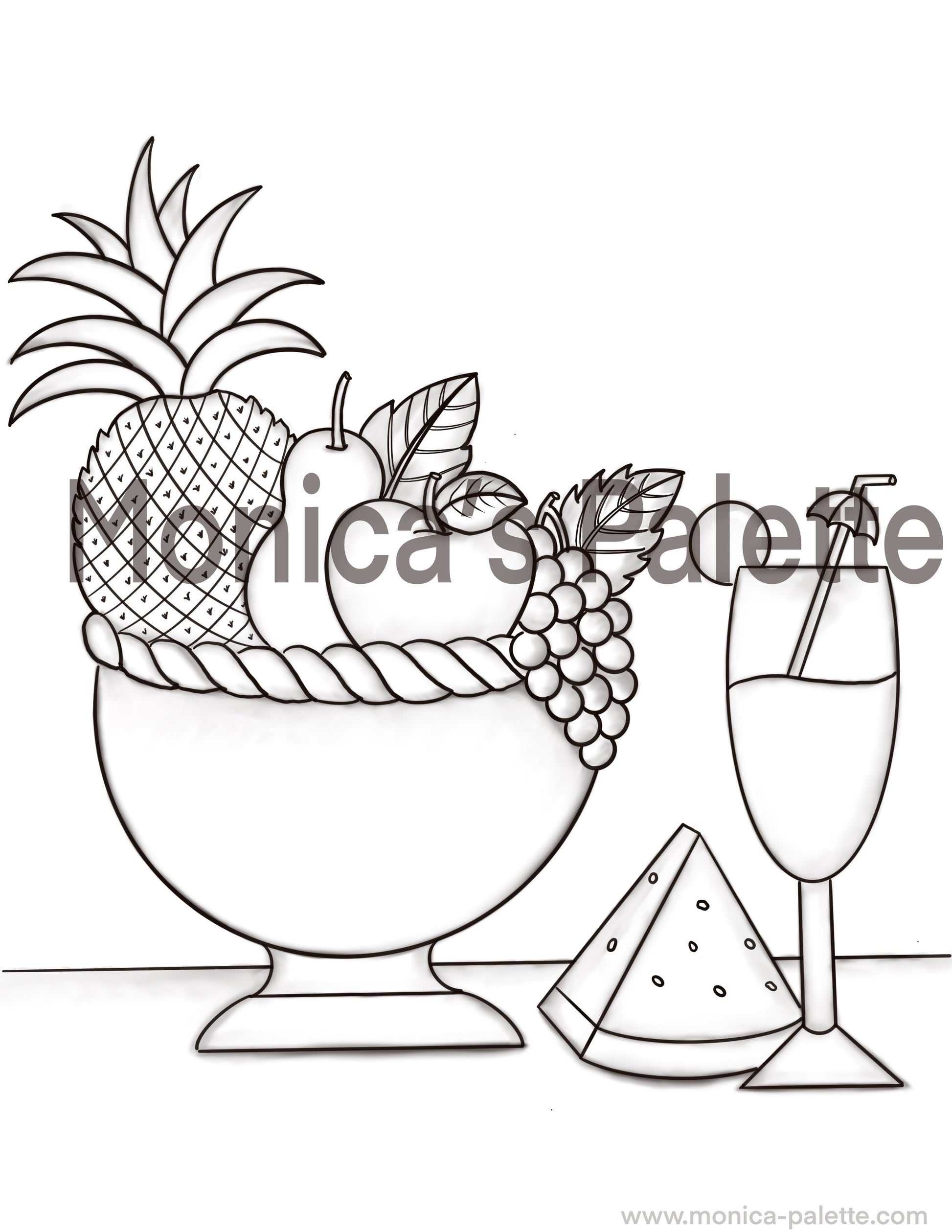 Coloring Page - Fruit Basket Coloring Page