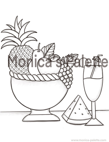 Coloring Page - Fruit Basket Coloring Page