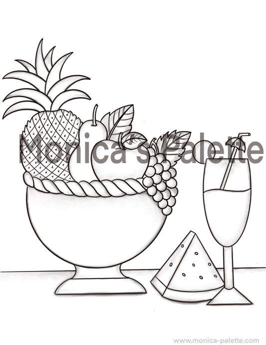 Coloring Page - Fruit Basket Coloring Page