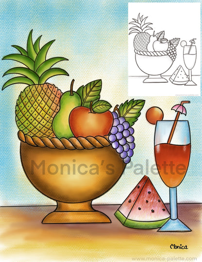 Coloring Page - Fruit Basket Coloring Page
