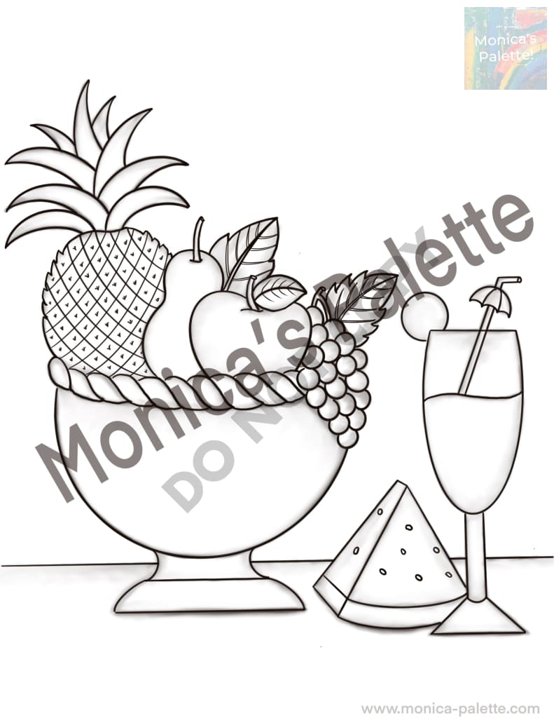 Coloring Page - Fruit Basket Coloring Page