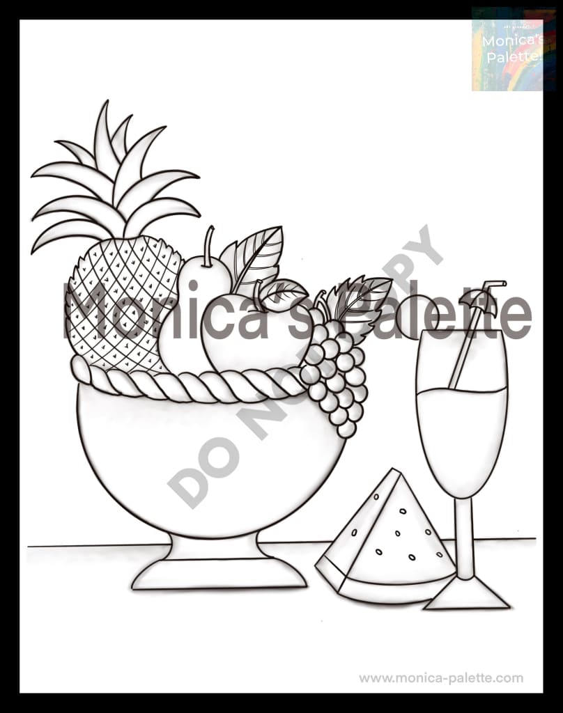 Coloring Page - Fruit Basket Coloring Page