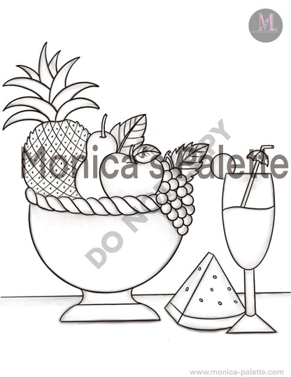 Coloring Page - Fruit Basket Coloring Page