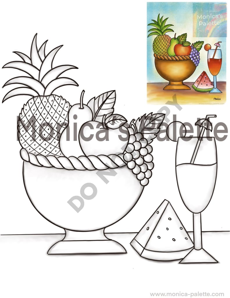 Coloring Page - Fruit Basket Coloring Page