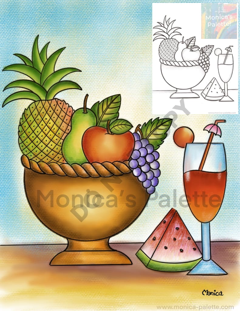 Coloring Page - Fruit Basket Coloring Page