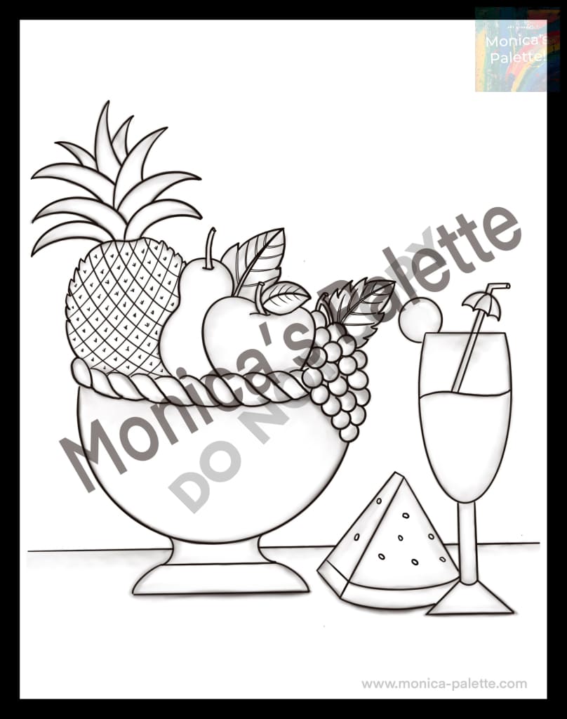 Coloring Page - Fruit Basket Coloring Page