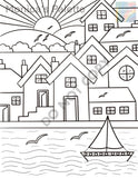 Coloring Page - River Buildings Coloring Page