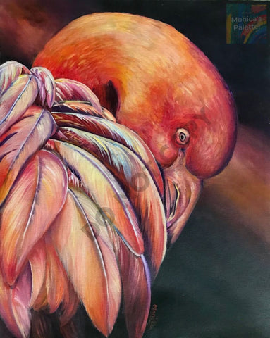 Flamingo - Original Acrylic Painting On Canvas Sheet And Prints Print / 8X10