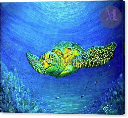 Sea World - Tortoise Acrylic Original Painting Under The Sea Turtle Painting