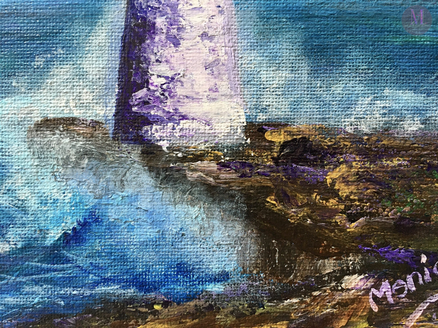 The Light House - Acrylic Original Painting Lighthouse Painting Walldecor Originalartwork Ocean On