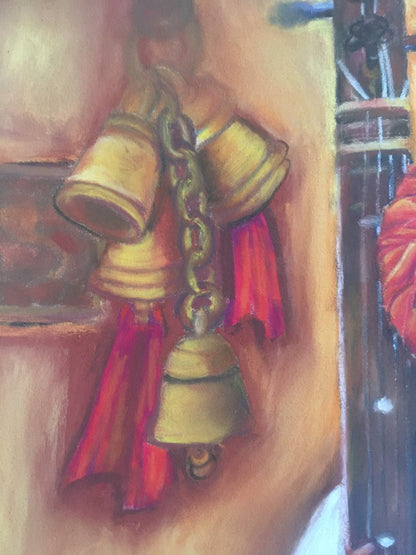 Boy With Sitar - Pastel Painting Wall Decor