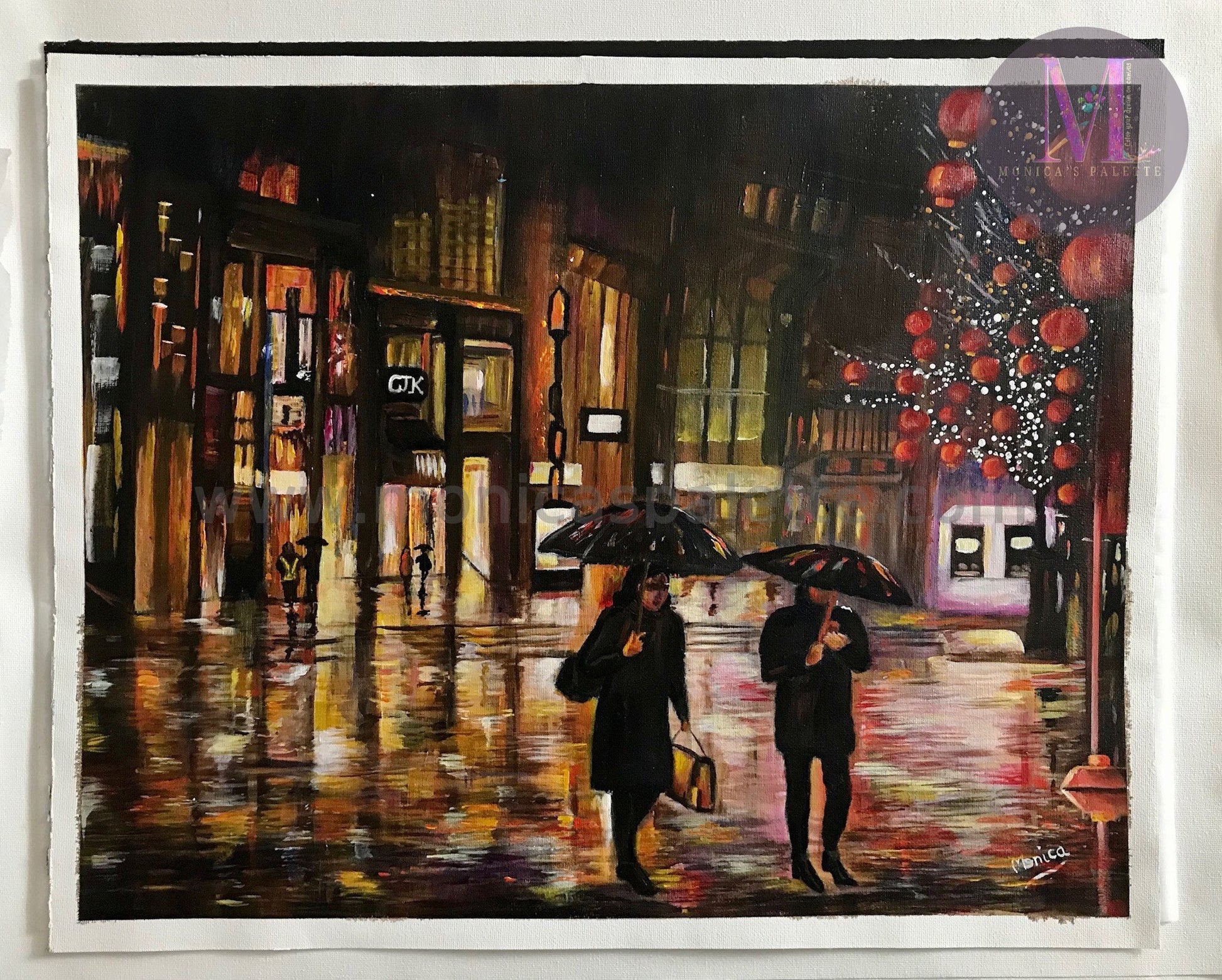 Walk In The Rain Acrylic Hand Made Painting