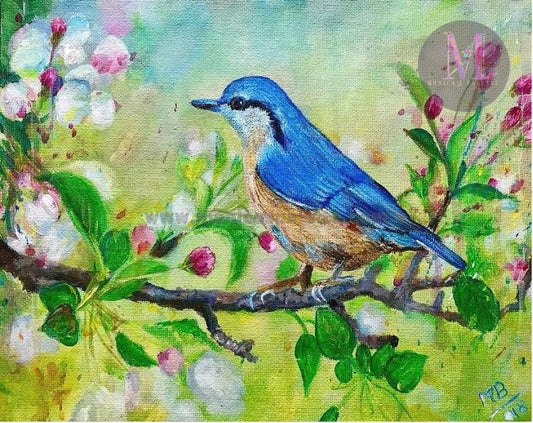 The Enchanted Bird - Acrylic Miniature Painting Original / 8X10