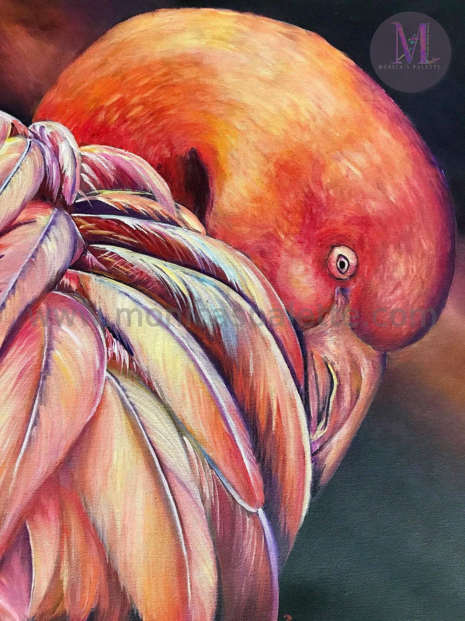 Flamingo - Original Acrylic Painting On Canvas Sheet And Prints