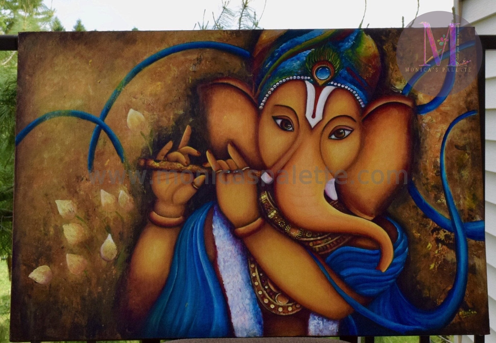 Lord Ganesha Original Acrylic Painting And Canvas Prints