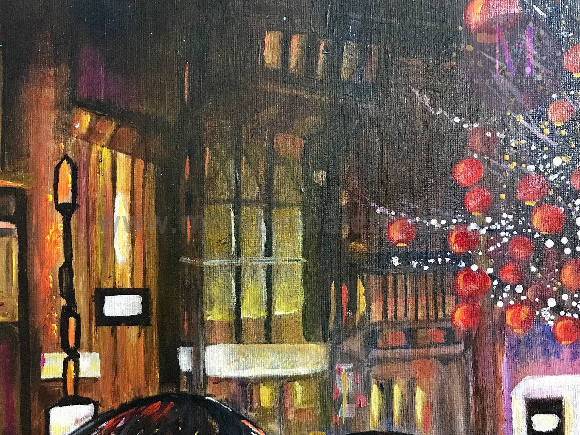 Walk In The Rain Acrylic Hand Made Painting