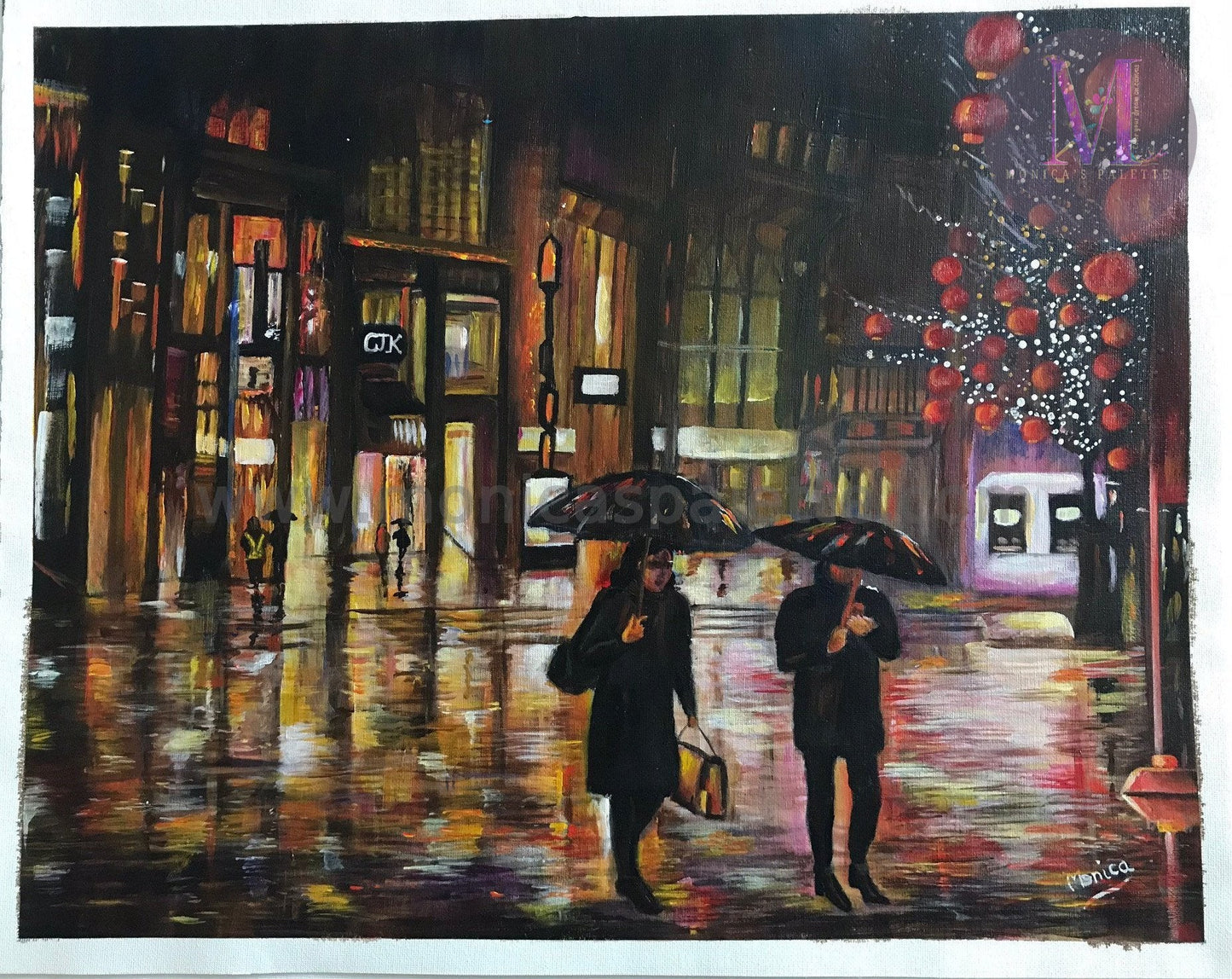 Walk In The Rain Acrylic Hand Made Painting