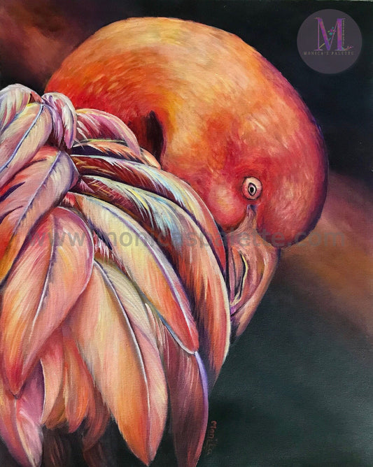 Flamingo - Original Acrylic Painting On Canvas Sheet And Prints Print / 8X10