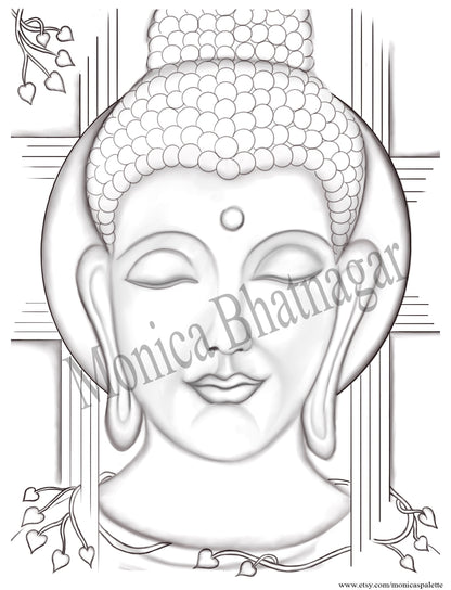 Printable Abstract Buddha Color The Painting Coloring Page
