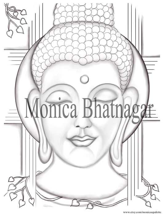 Printable Abstract Buddha Color The Painting Coloring Page