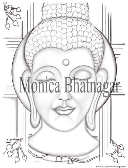 Printable Abstract Buddha Color The Painting Coloring Page