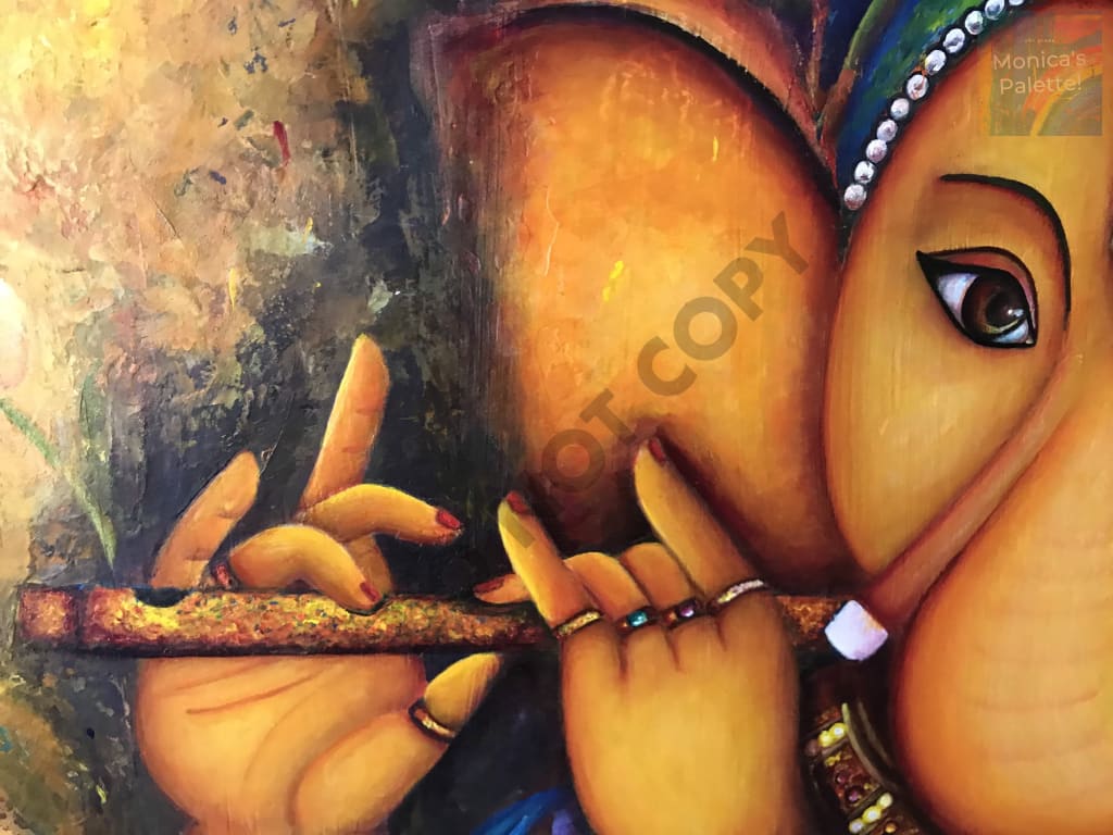 Lord Ganesha Original Acrylic Painting And Canvas Prints